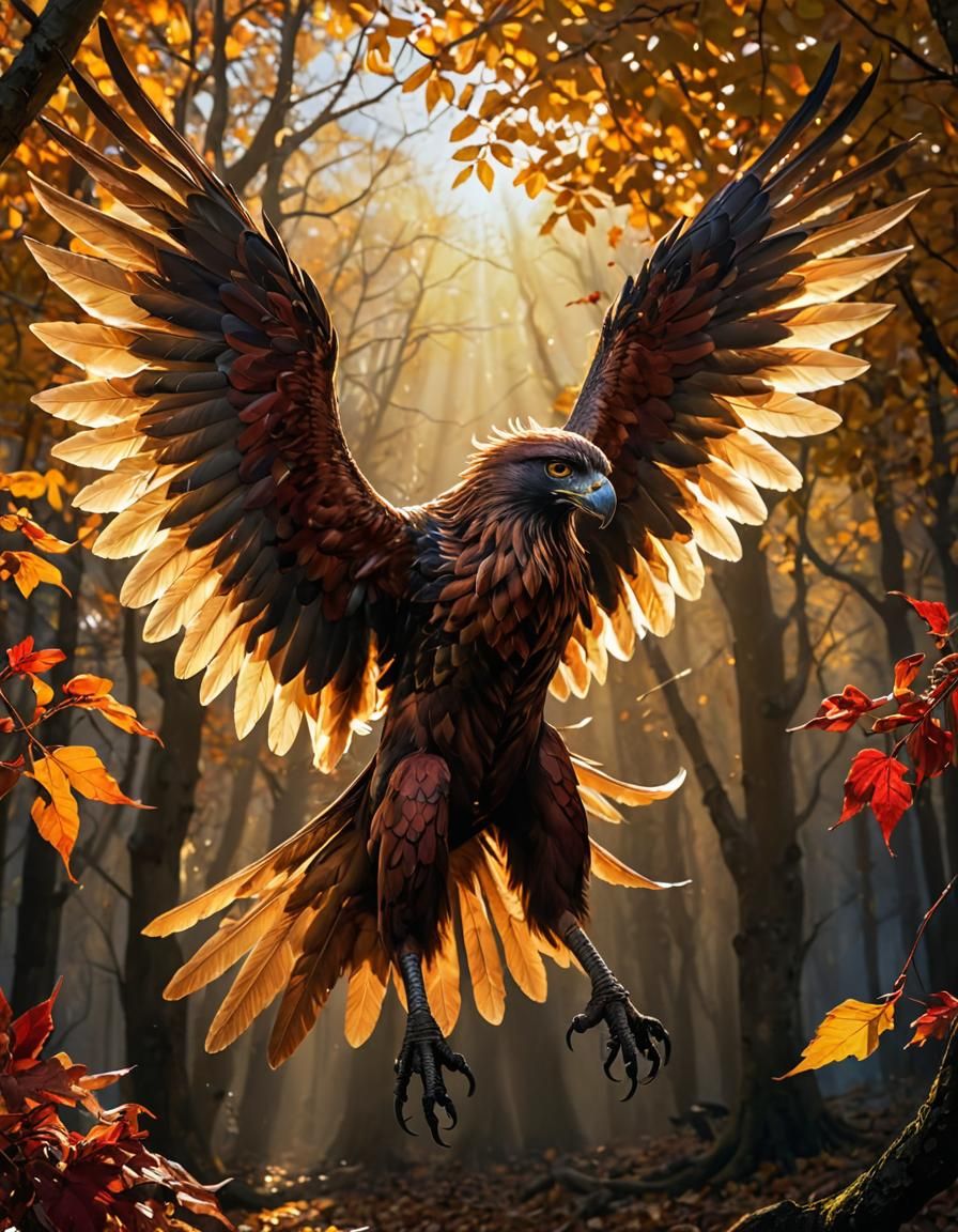 Majestic Harpy Mid-Flight in Surrealist Dark Fantasy