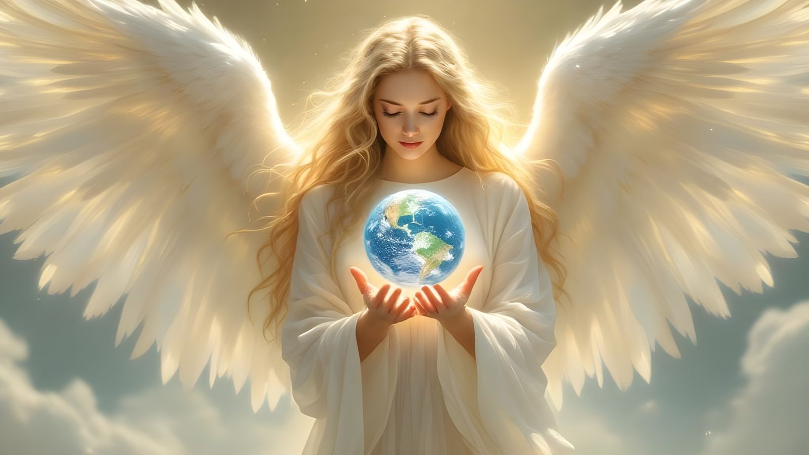 Angelic Guardian Protecting Earth: A Renoir-Inspired Vision