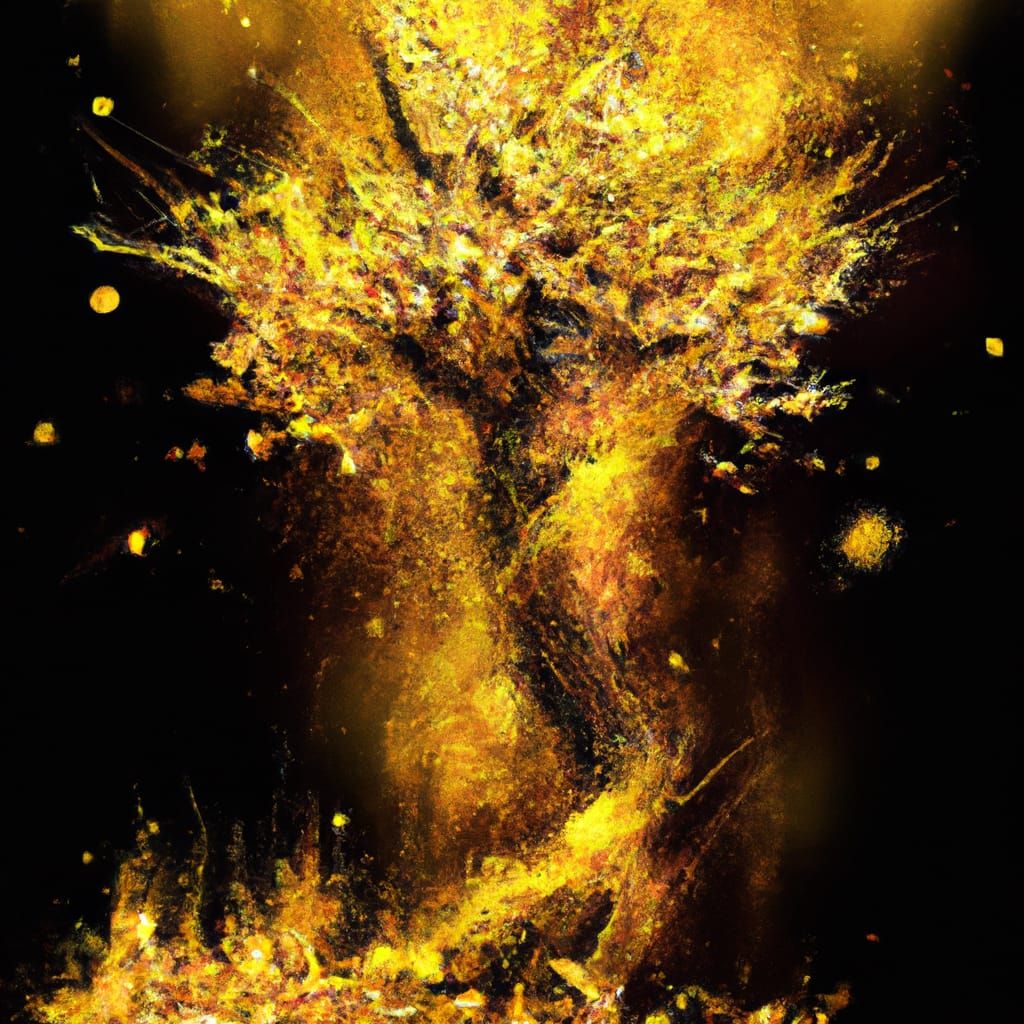 Golden Nebula Tree with Cherry Blossoms