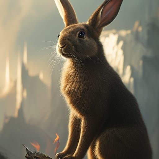 Fire Breathing Rabbit: Fantasy Digital Painting