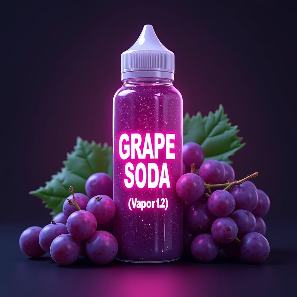 Grape Soda E-Juice Bottle with Neon Glow