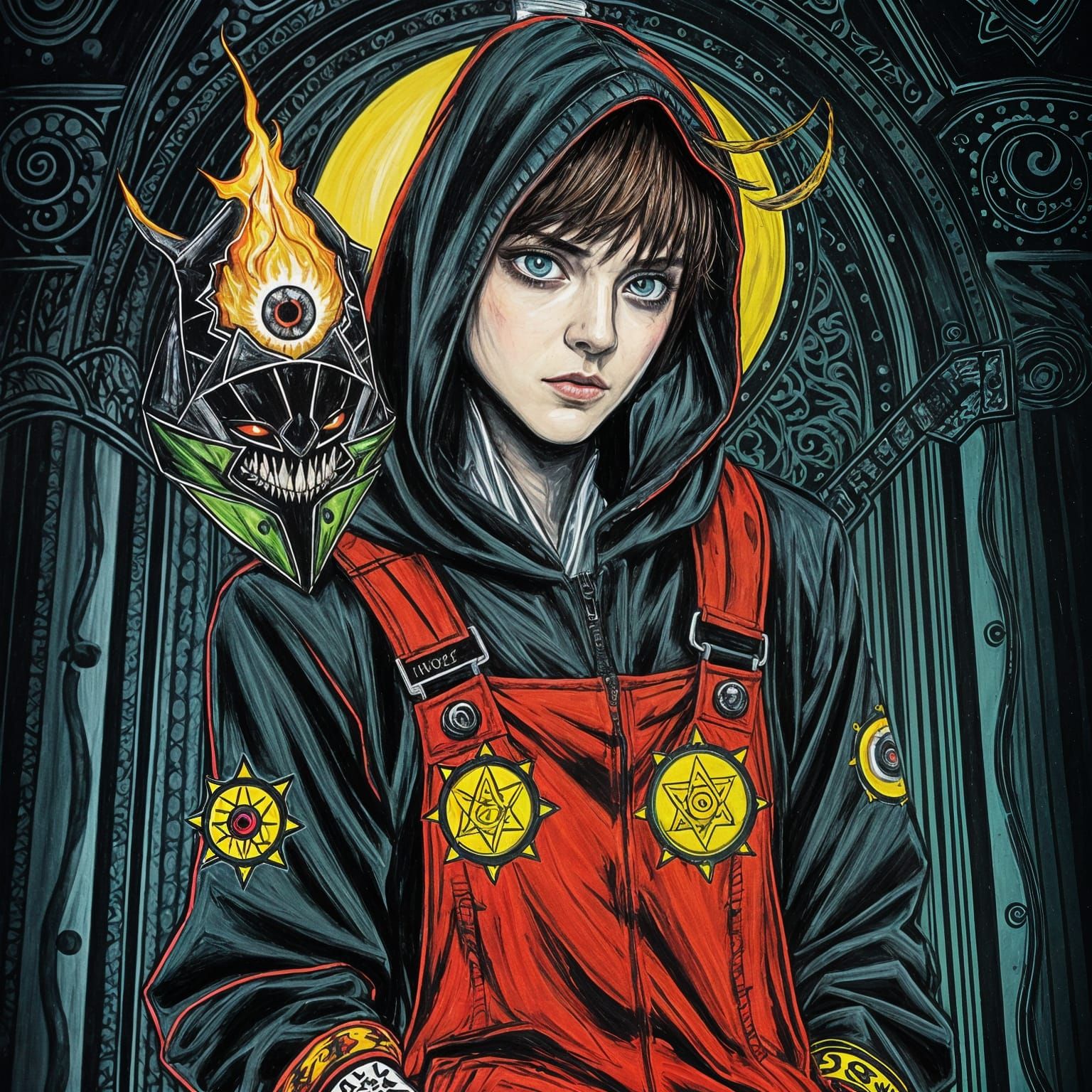 Dark Psychedelic Horror Anime Figure in Thrash Metal Gear