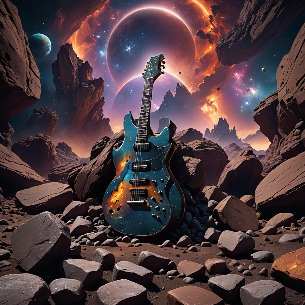 Rock Album Cover: Guitar in Space, Digital Art
