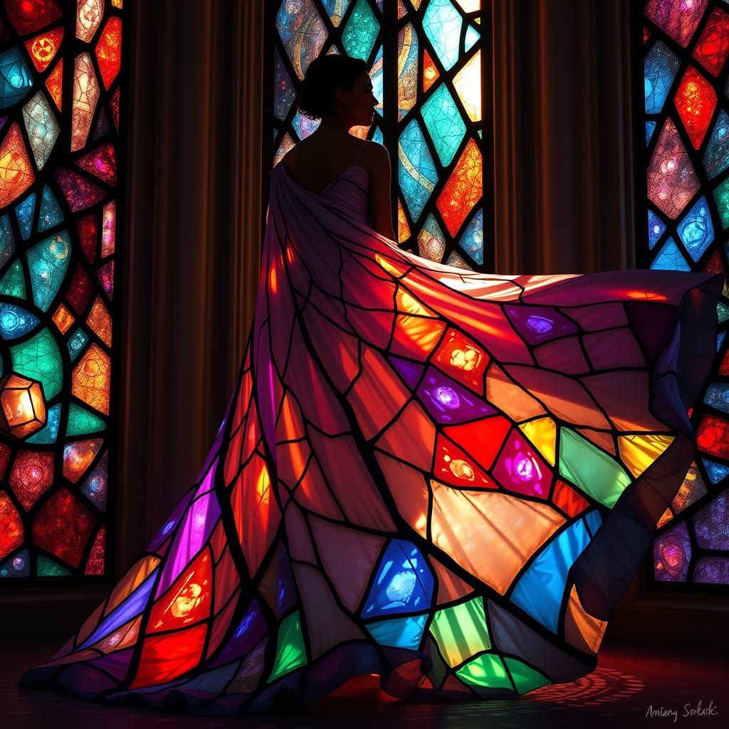 Stained Glass Gown: Luminous Cathedral Inspired Fashion