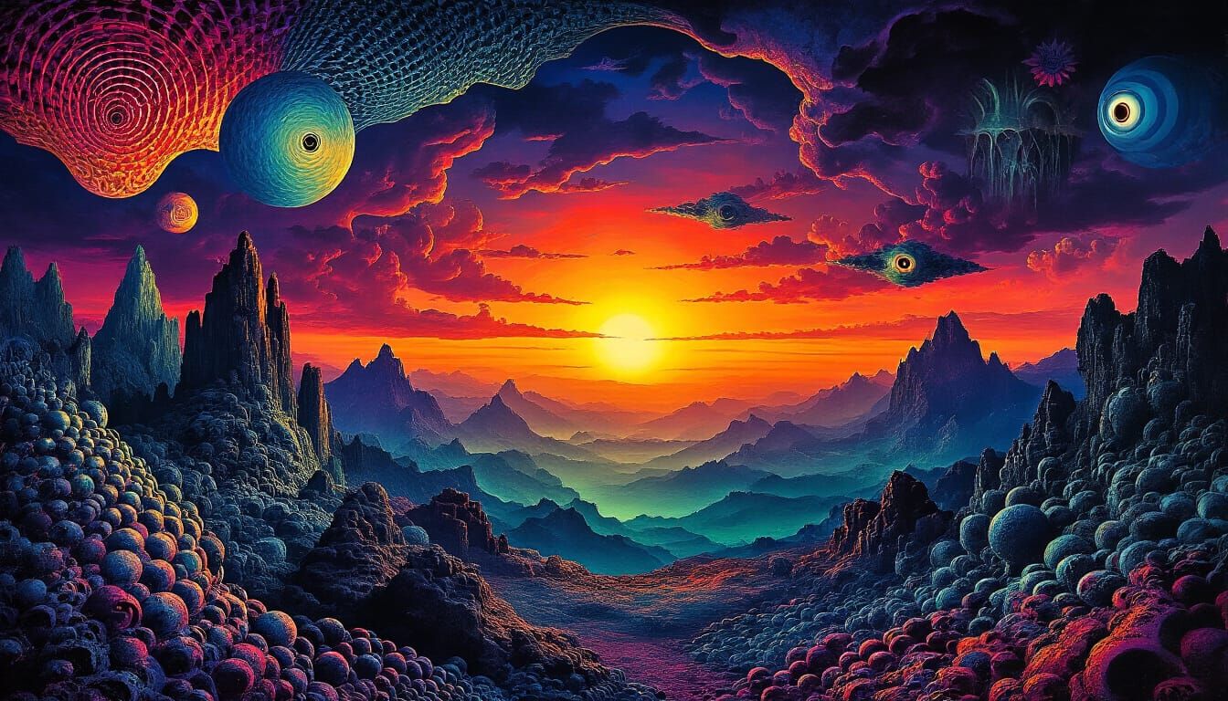 Surreal Abstract Collage of Wonder and Horror