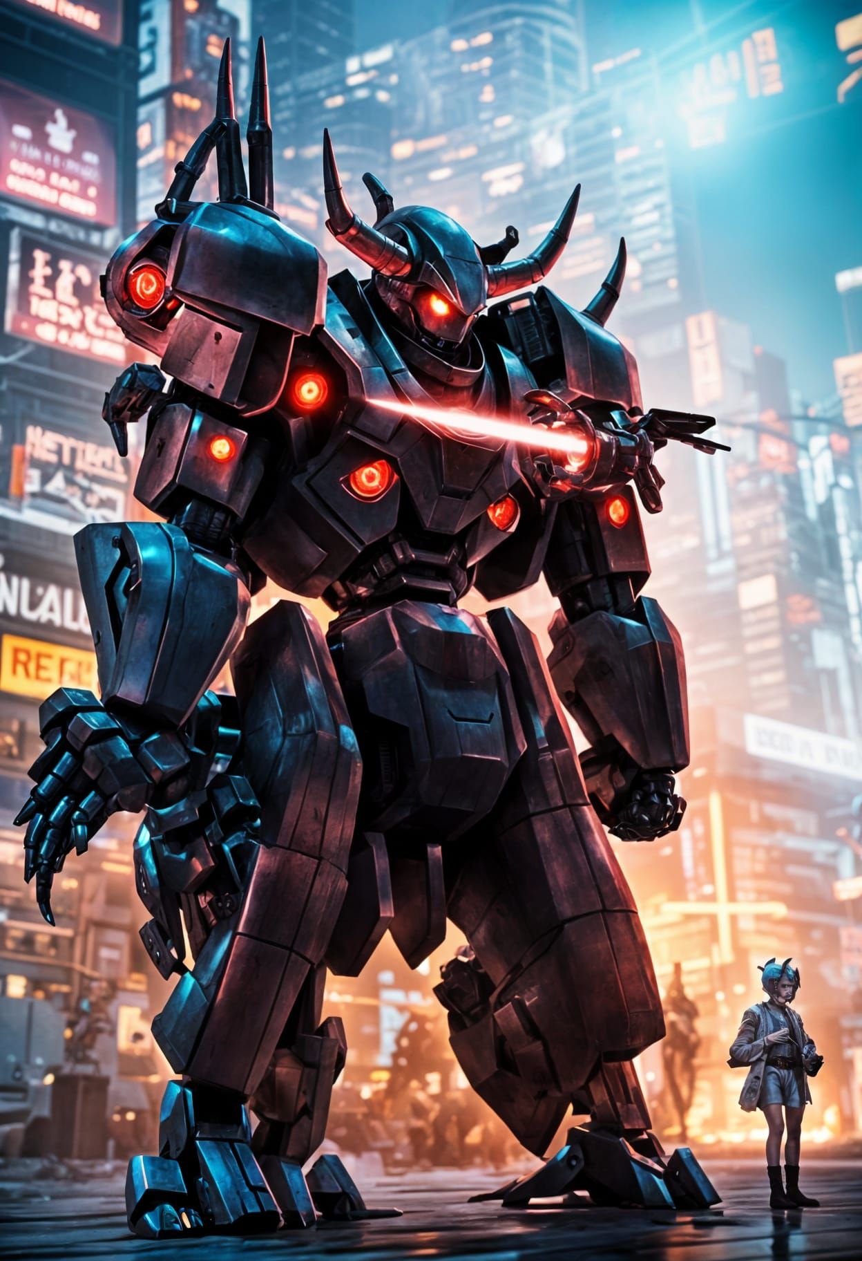 Cyberpunk Robot with Red Eye