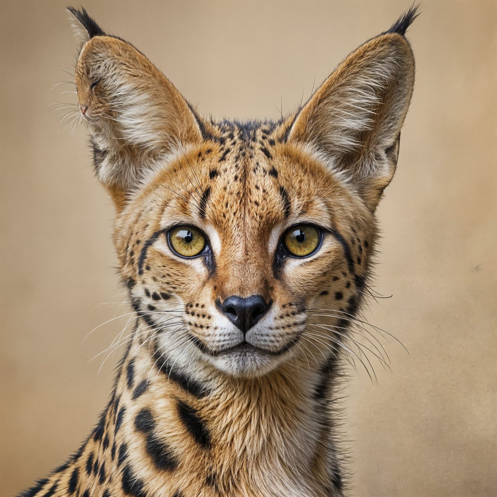 Hyperrealistic Serval Cat Portrait