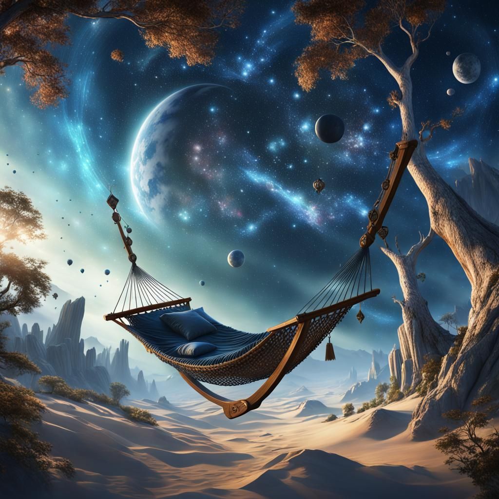 Hammock Between Stars: Detailed Matte Painting