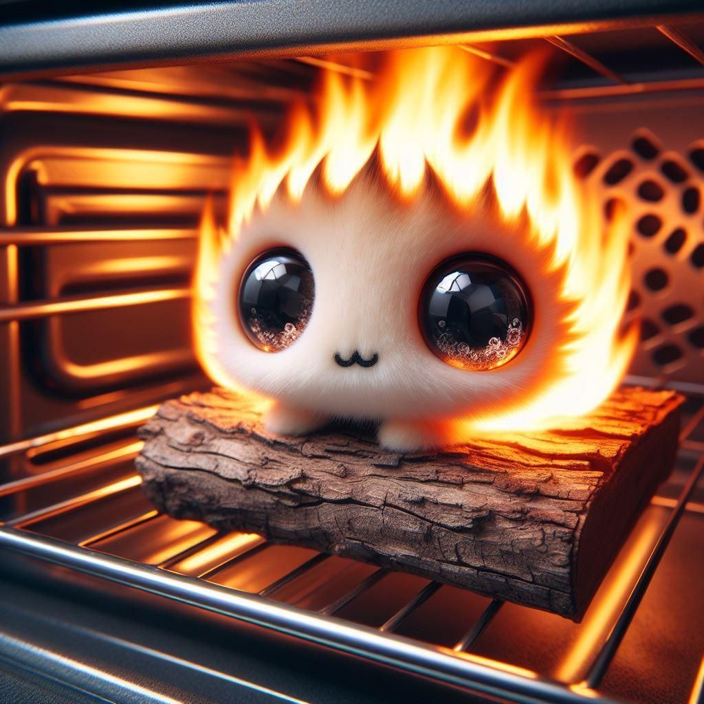 A smiling fire, cute, adorable, oven