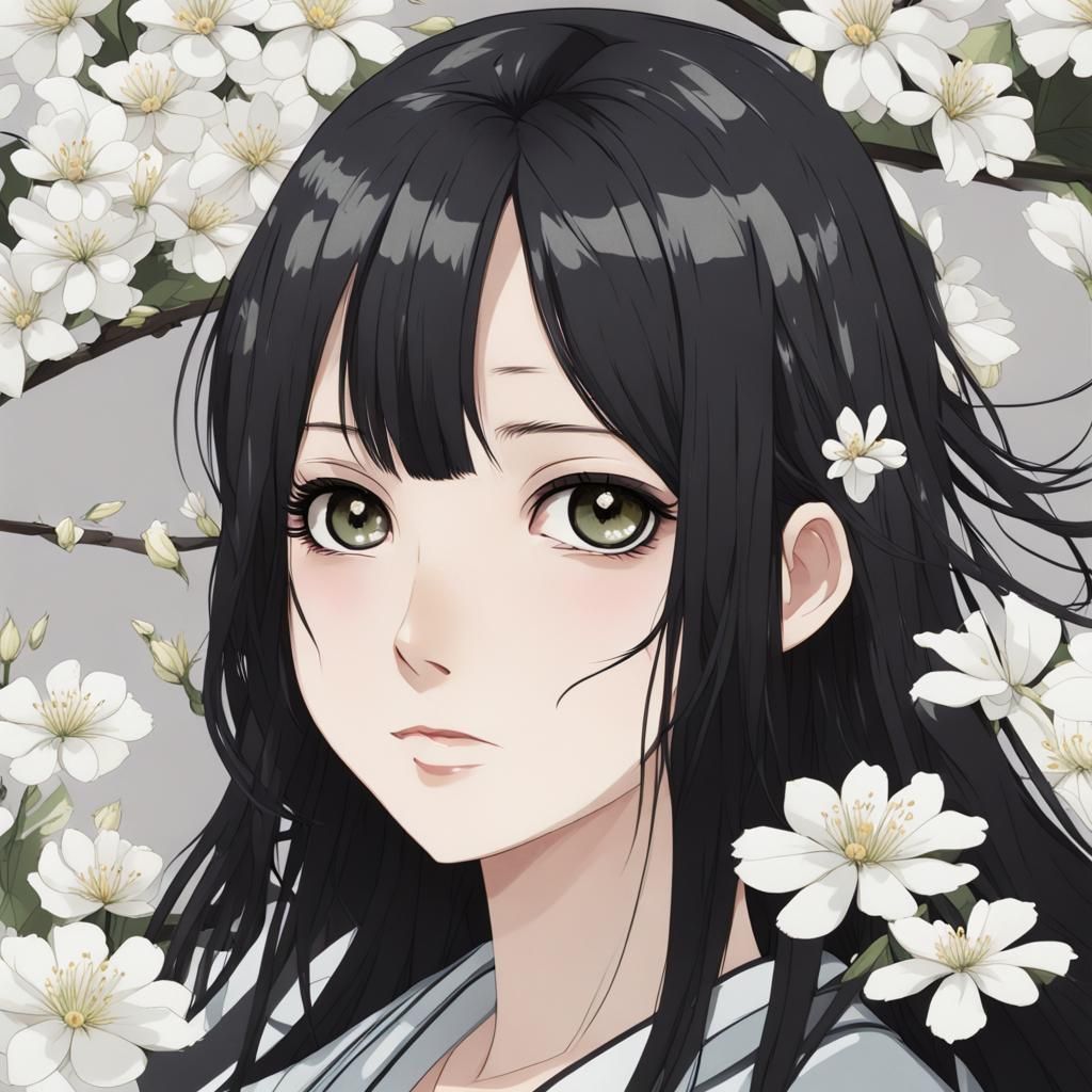 Girl with Flowers: A striking portrait