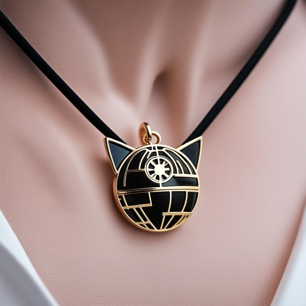 Gold Death Star on Kitten Collar