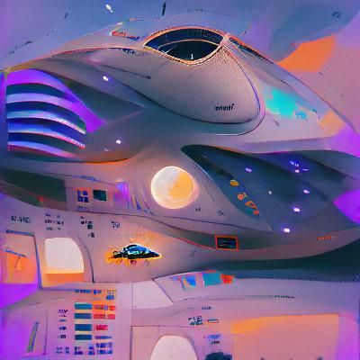 Futuristic Spaceship Soaring Through Space