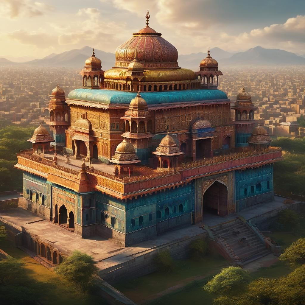 The laconic inscription at the top of the image is "INDIA TRAVEL", a large building with a dome on the roof, a beautiful...