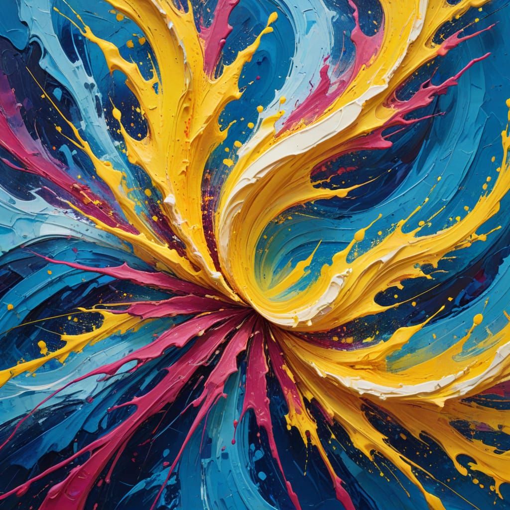 Vibrant Abstract Expressionist Art Piece with Dynamic Energy