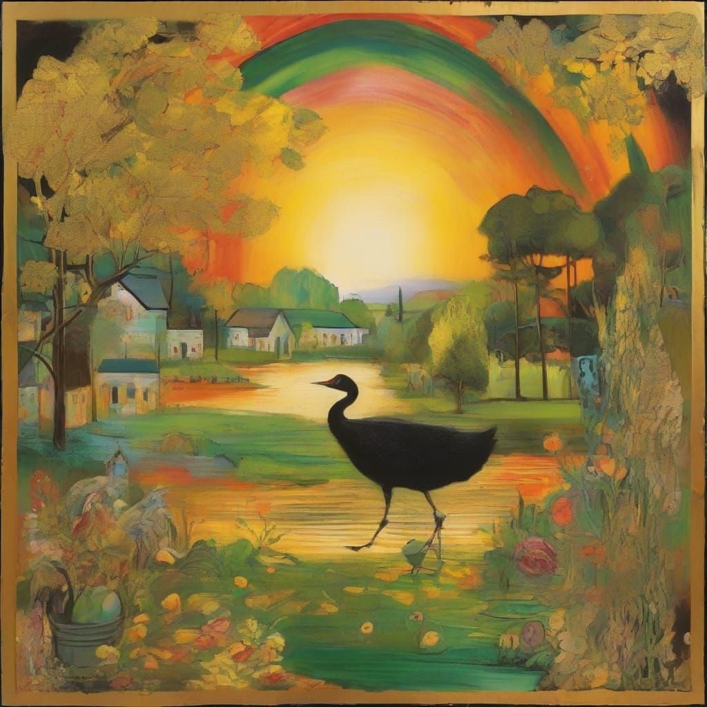 Idyllic Village Scene as Impasto Painting