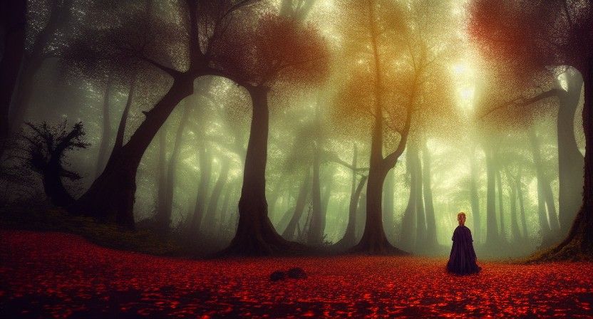 Enchanted Autumn Fairy Ruins at Night