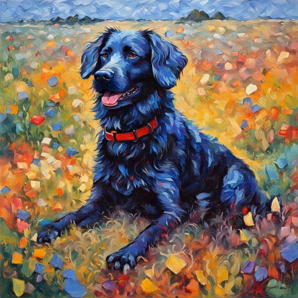 Dog in Expressionist Neo-Impressionism Style