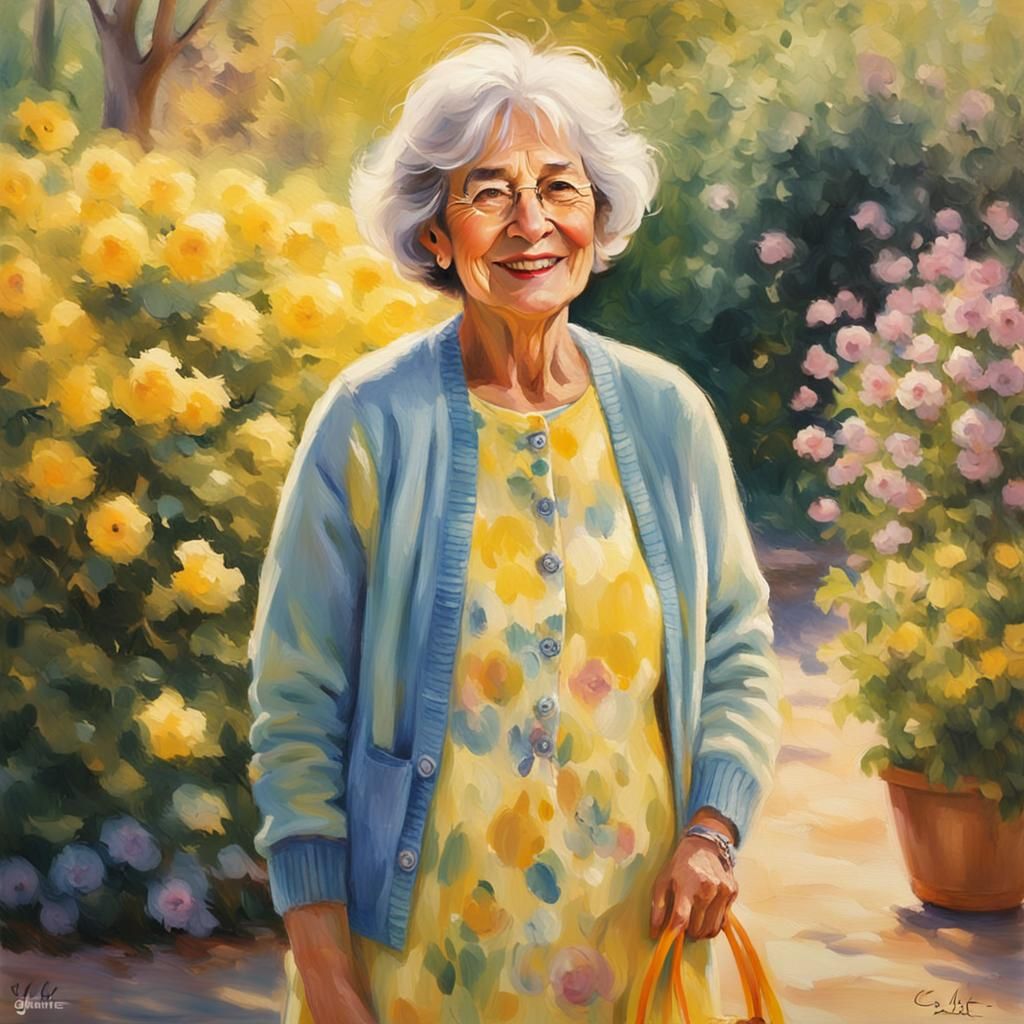 Impressionist Portrait of Woman in Sunlit Garden