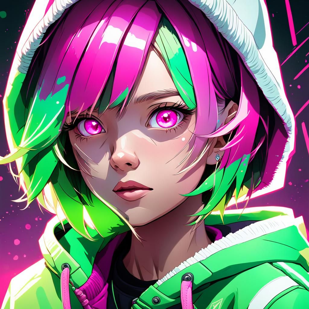 Cyberpunk Girl in Neon Hues