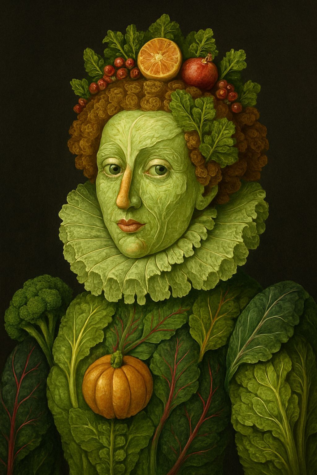 Elizabeth I Portrait Made of Fruits and Vegetables