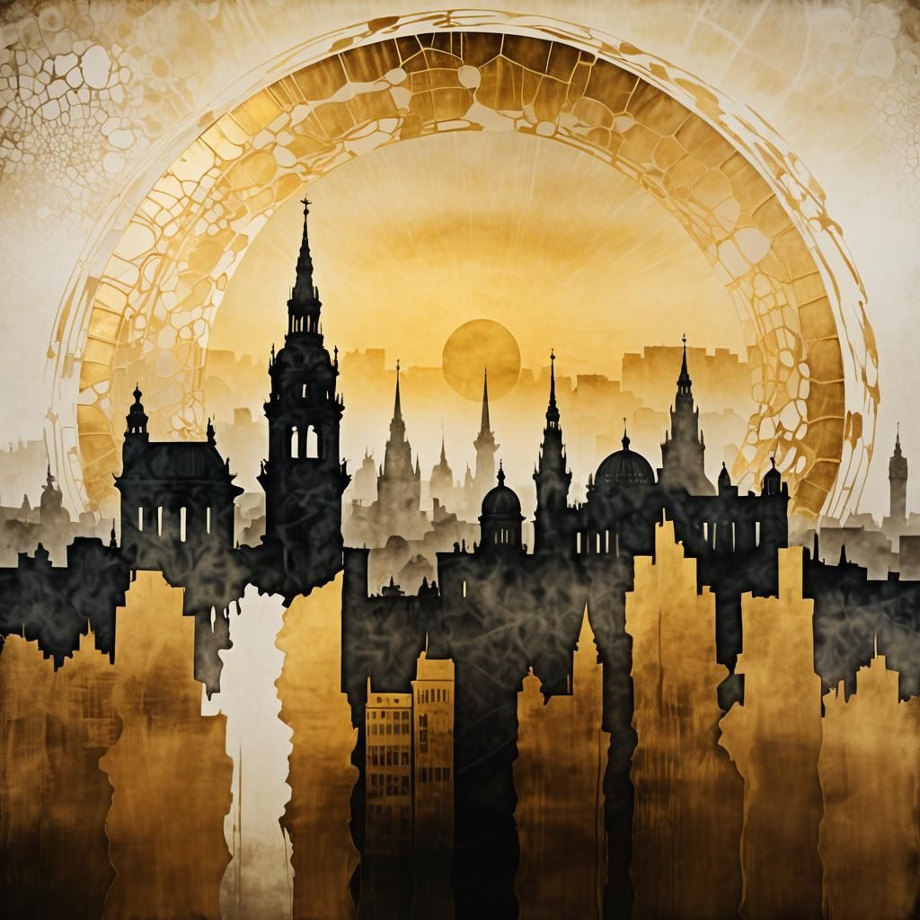 Berlin Silhouette in Porcelain Art Style