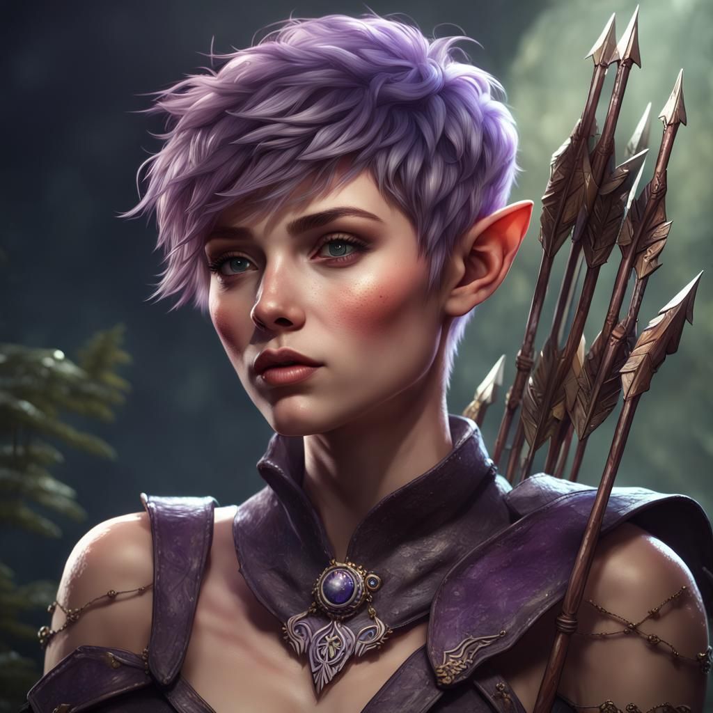Fantasy Elf Princess with Purple Hair