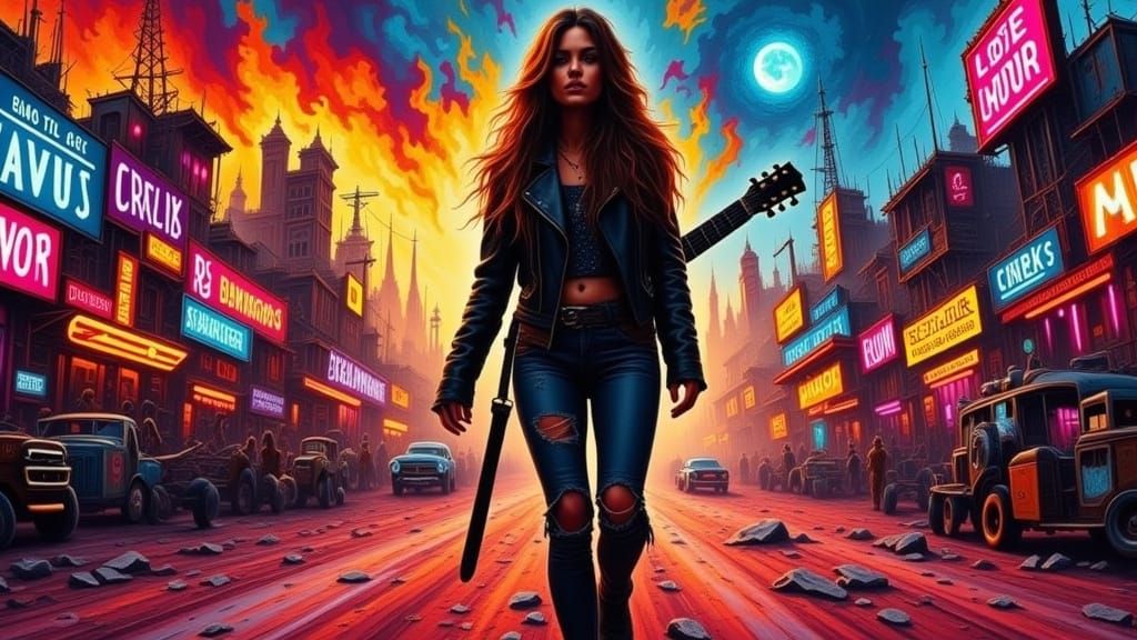 Rebellious Rockstar Unleashes Energy on City Streets