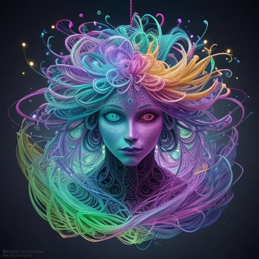 Whimsical String Creature in 3D Concept Art