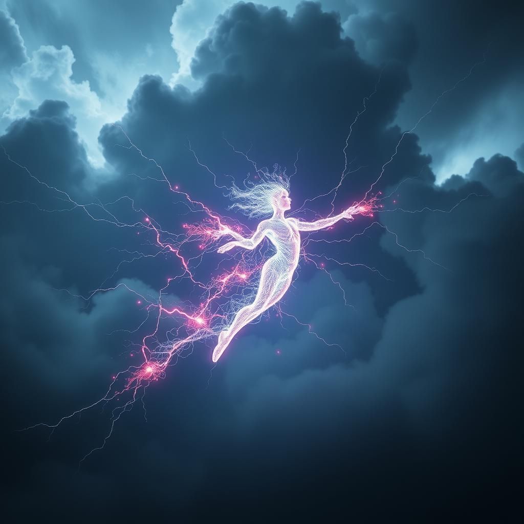 Luminous Being Flies Through Electric Storm
