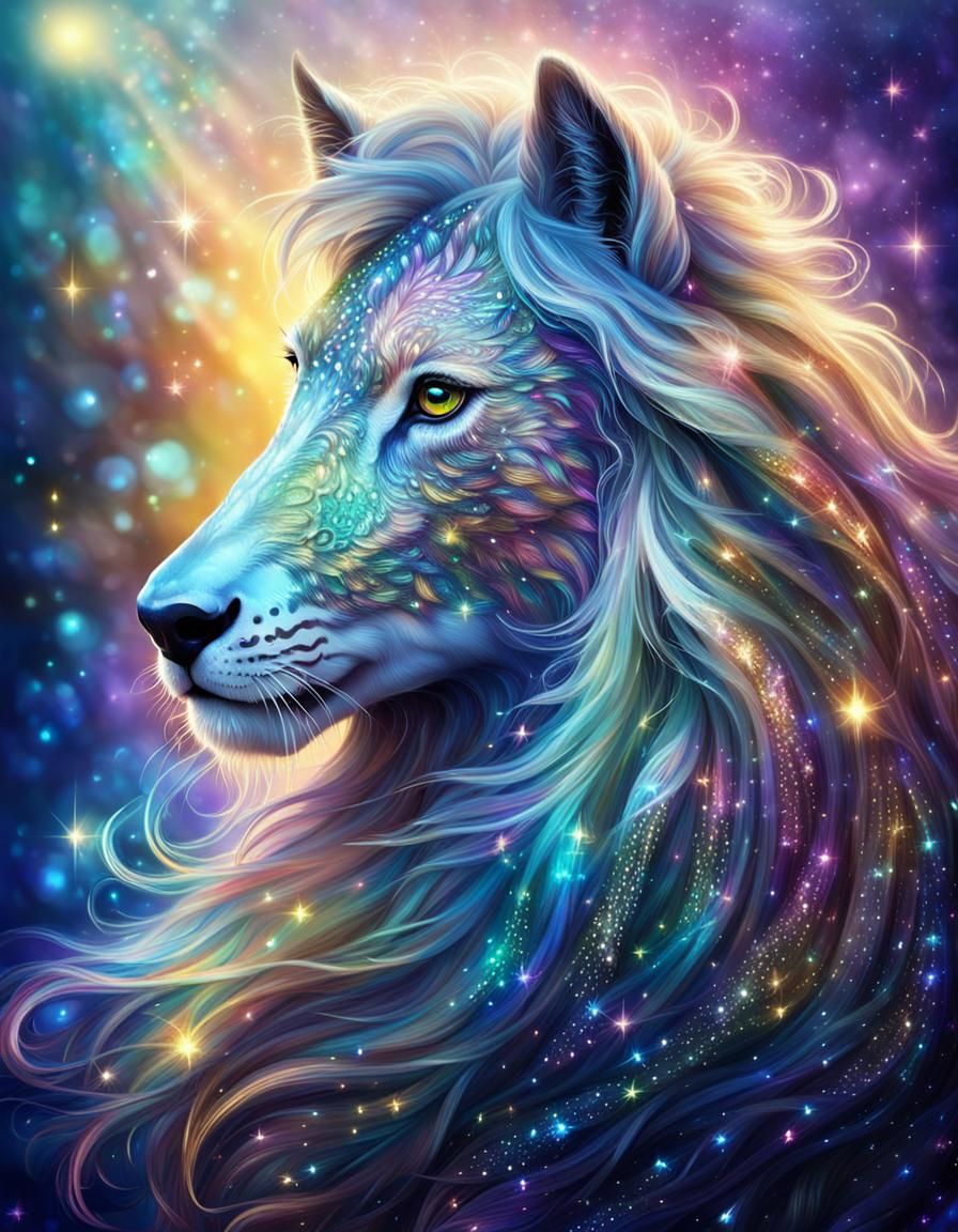 Shimmering Iridescent Fantasy Animal in Vivid Colors