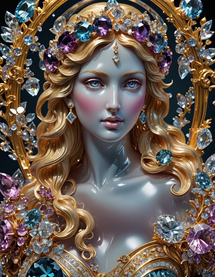 Crystal Bust of Aphrodite in Mixed Media