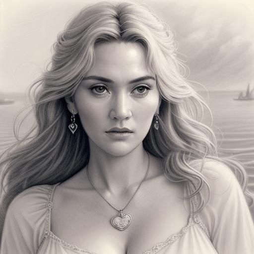 Realistic Pencil Portrait of Woman with Heart Necklace