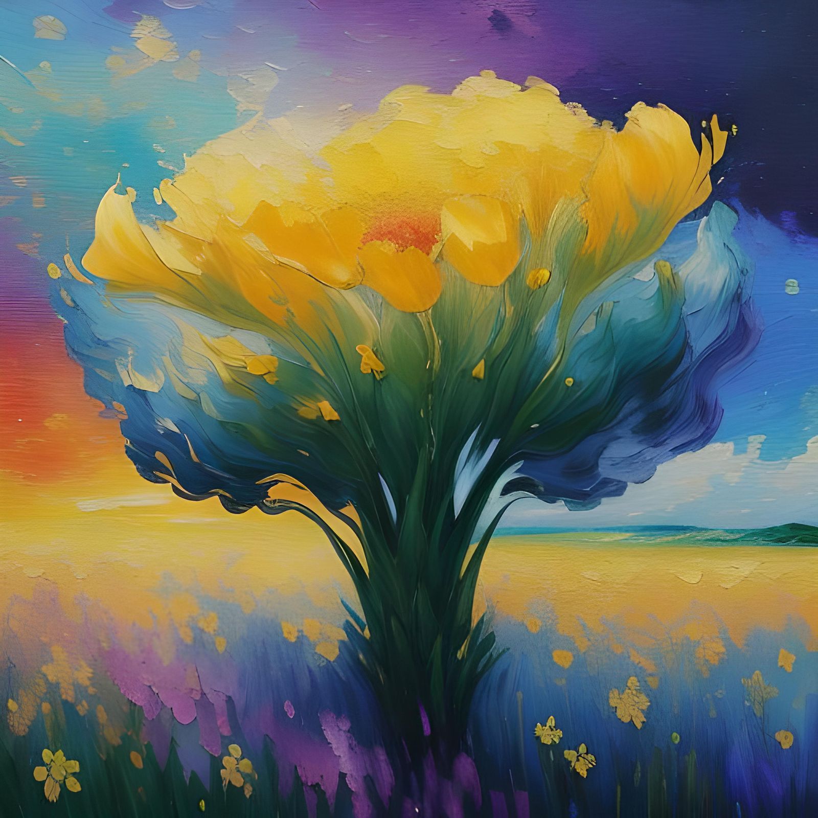 Romantic Flowers in Impressionist Alcohol Ink Style