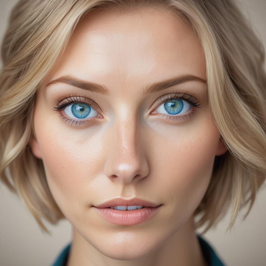 Studio Portrait of a Young Woman with Blonde Hair