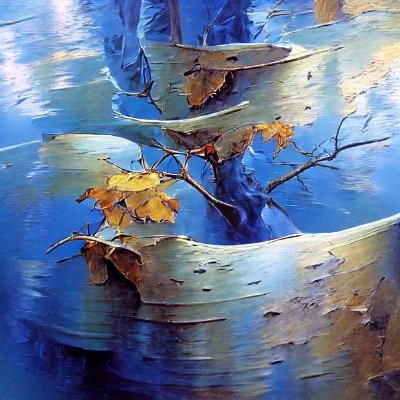 Blue Sycamore Trees as Oil Painting