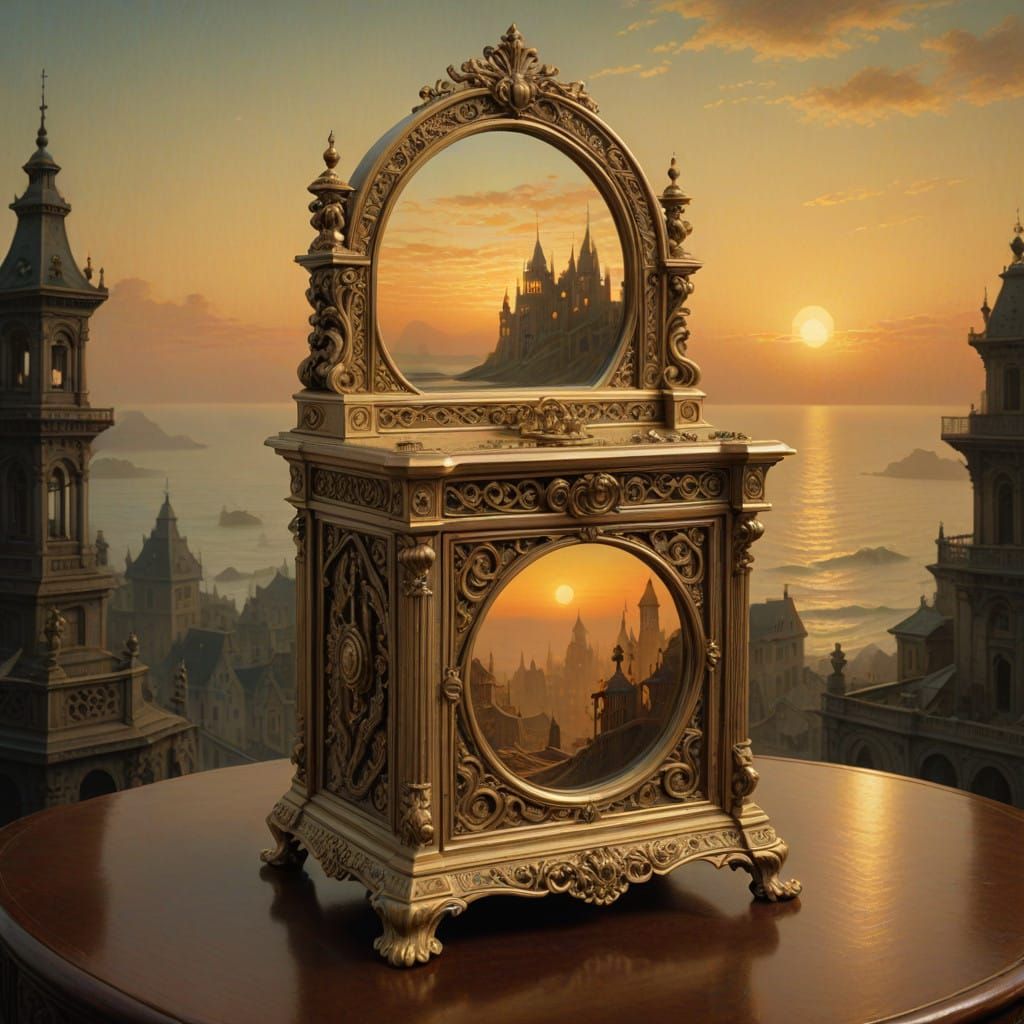 Golden Miniature Orchestra inside a Victorian-Era Music Box