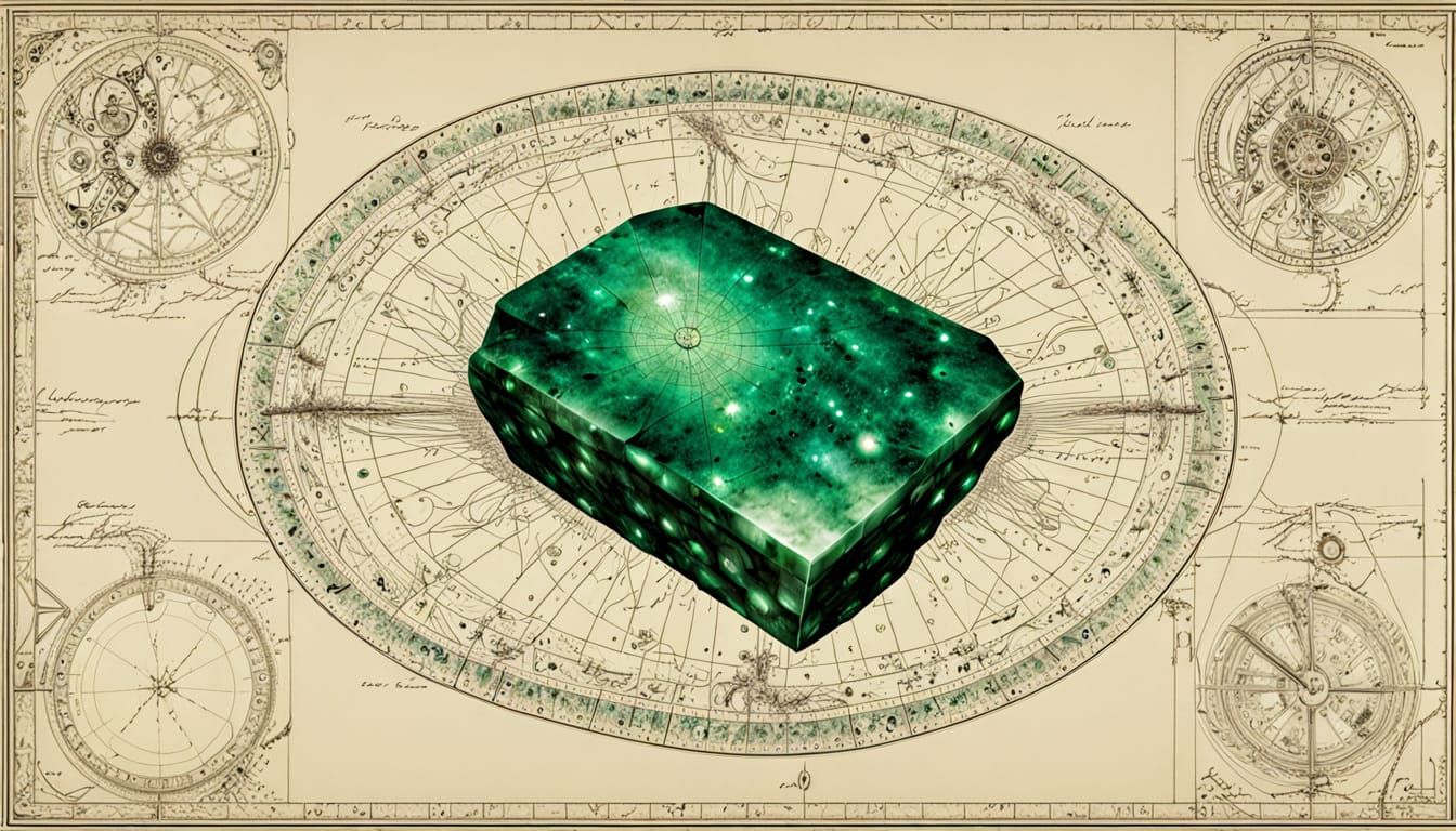 Ancient Emerald Astronomy Chart Slab