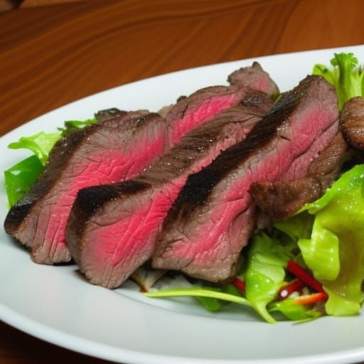 Seared Rump Steak with Salad and Chips