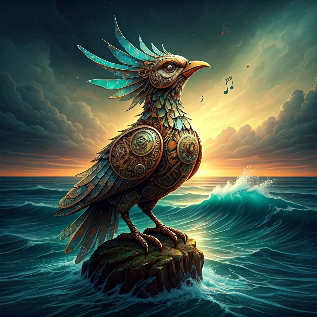 Clockwork Sea Glass Bird Sings, Controlling Stormy Waves