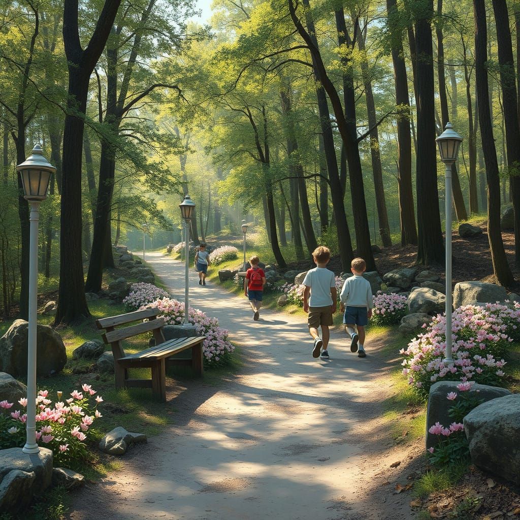 Idyllic Woodland Path with Cyclamen and Friends