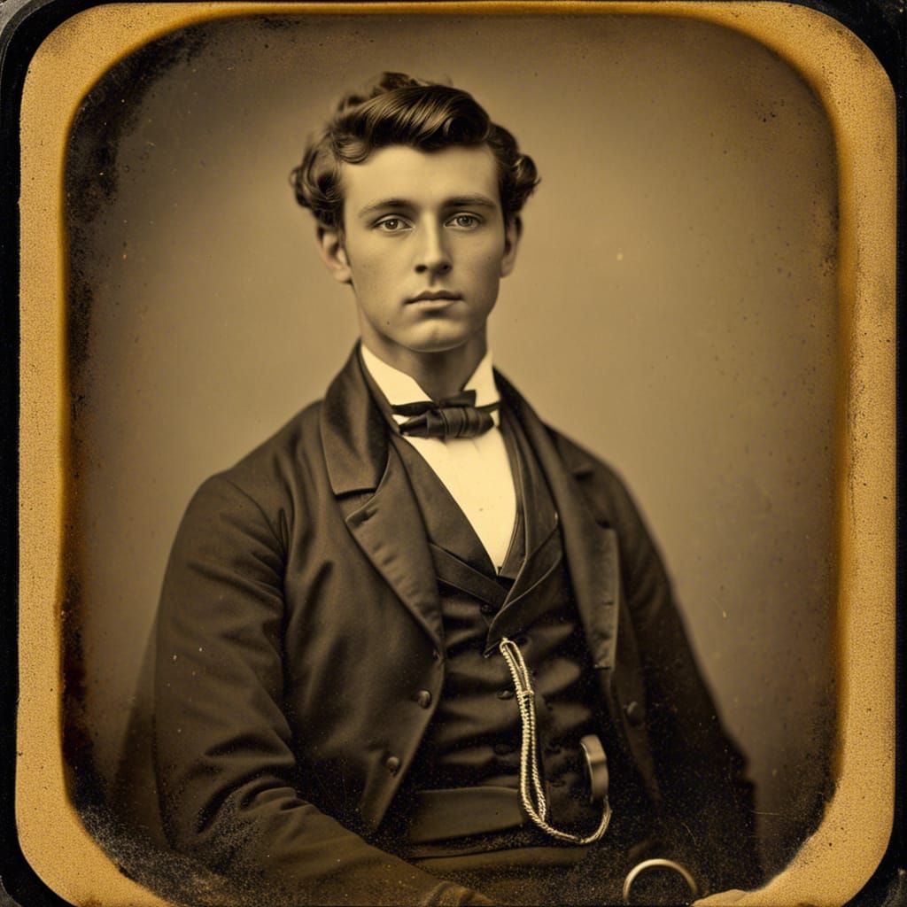 Victorian-Style Portrait of a Shirtless Young Man