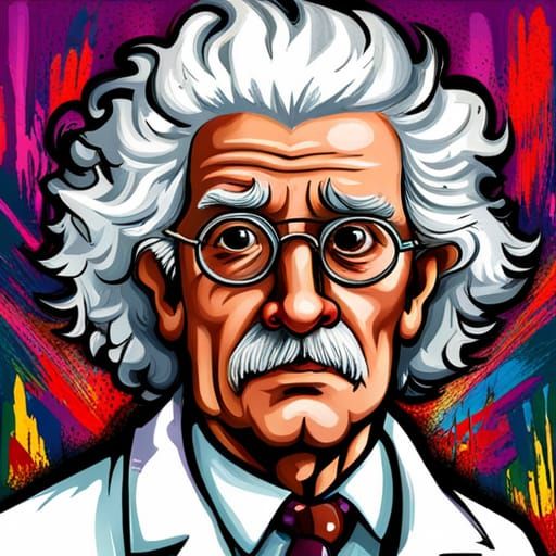 Mad Scientist Portrait in Graffiti Art Style