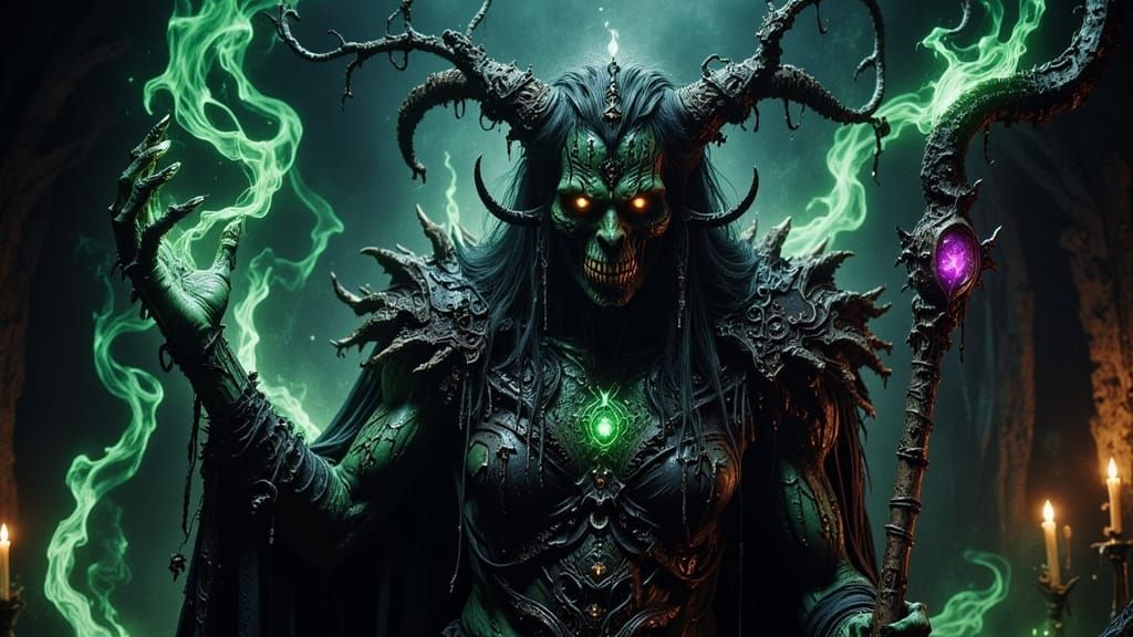 Powerful Orc Mage Casting Arcane Energy in Dark Fantasy