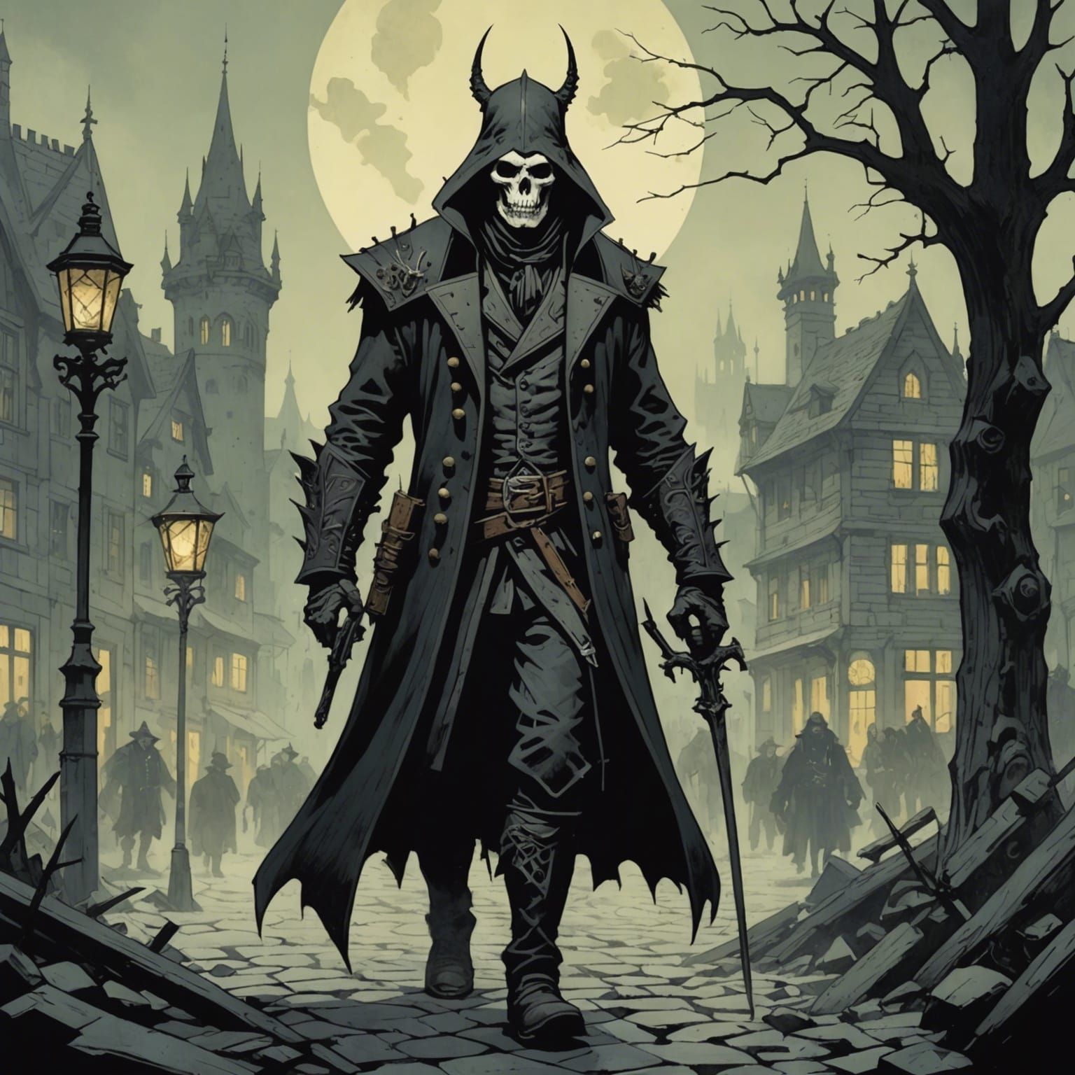 Grimdark Illustration in Gris Grimly Style