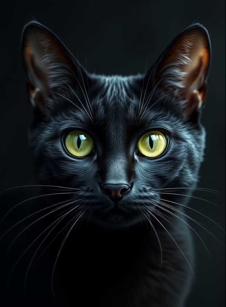 Hyperrealistic Feline in Dark Dystopian Landscape
