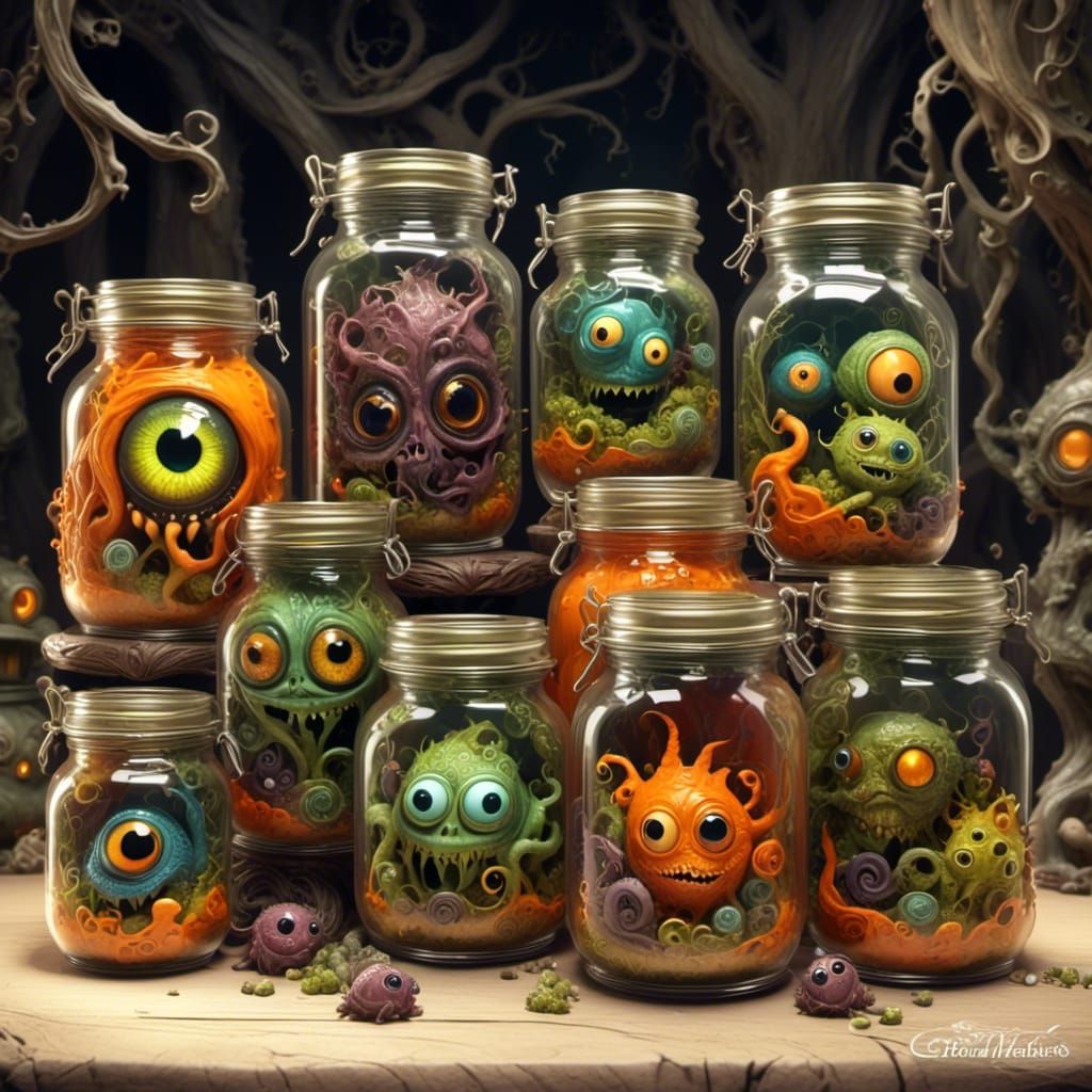 Creepy Cabinet of Big-Eyed Monsters
