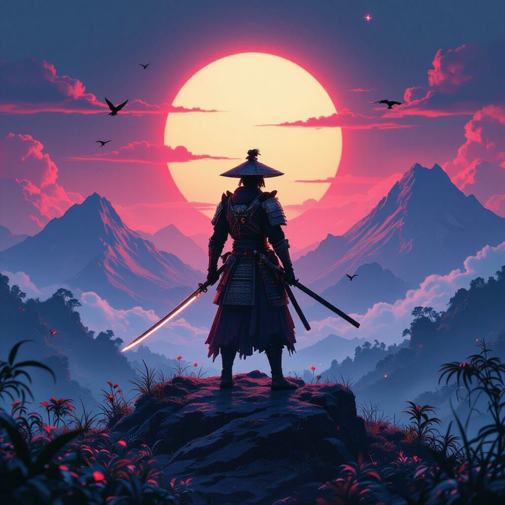 Samurai Warrior on Alien Peak, Twin Suns