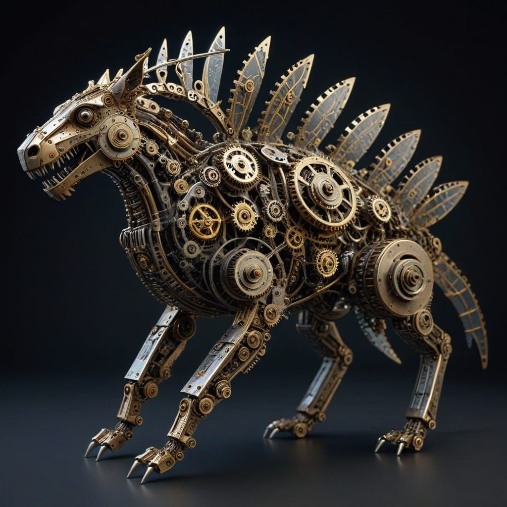 Fractal Clockwork Animal Automaton in Steampunk Style