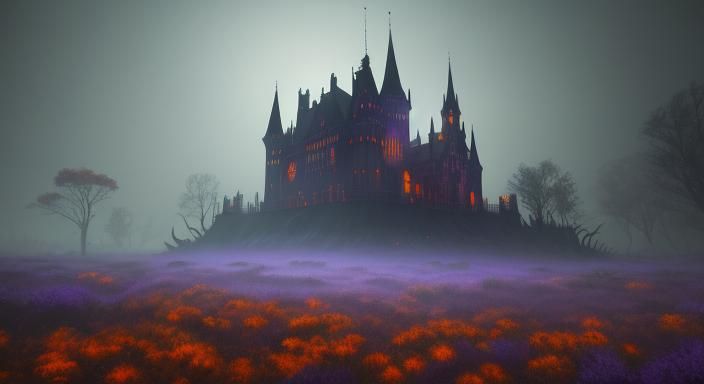 Halloween Witch Beckons in Fantasy Landscape