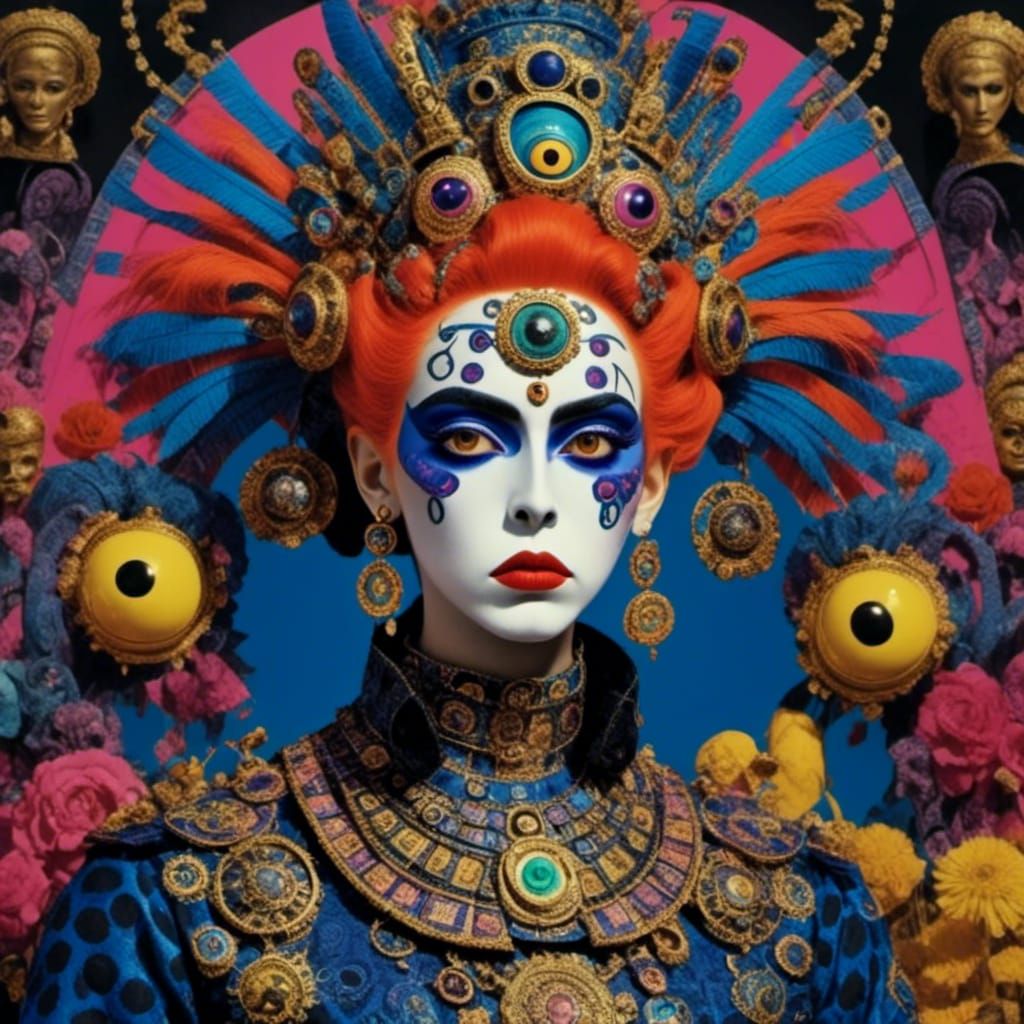 Monkey Queen with Elaborate Hair, Digital Art